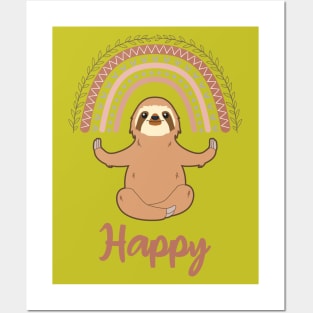 Happy Sloth Spirit Animal Posters and Art